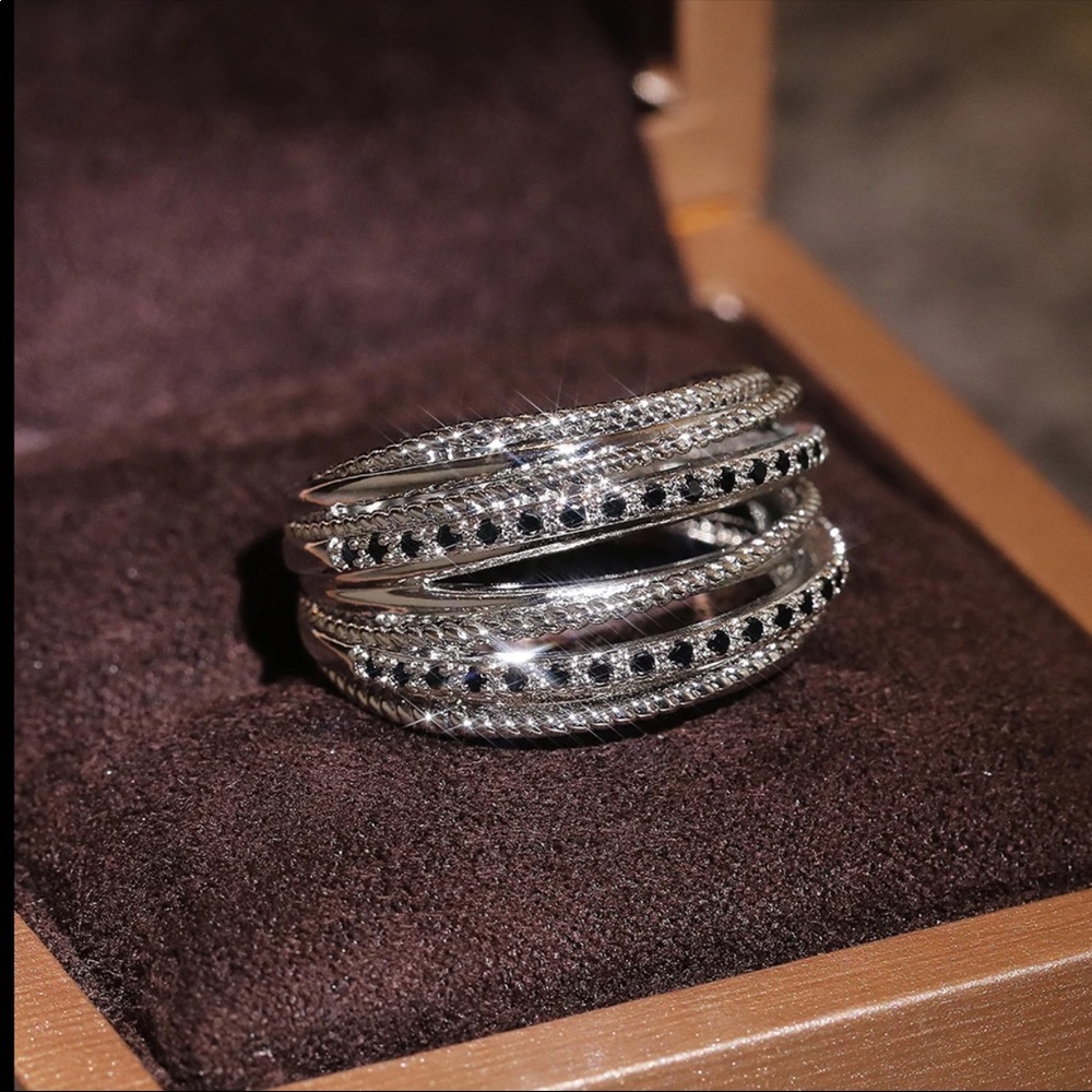 New Women’s 925 Silver Stackable Sapphire Ring - Picture 2 of 5